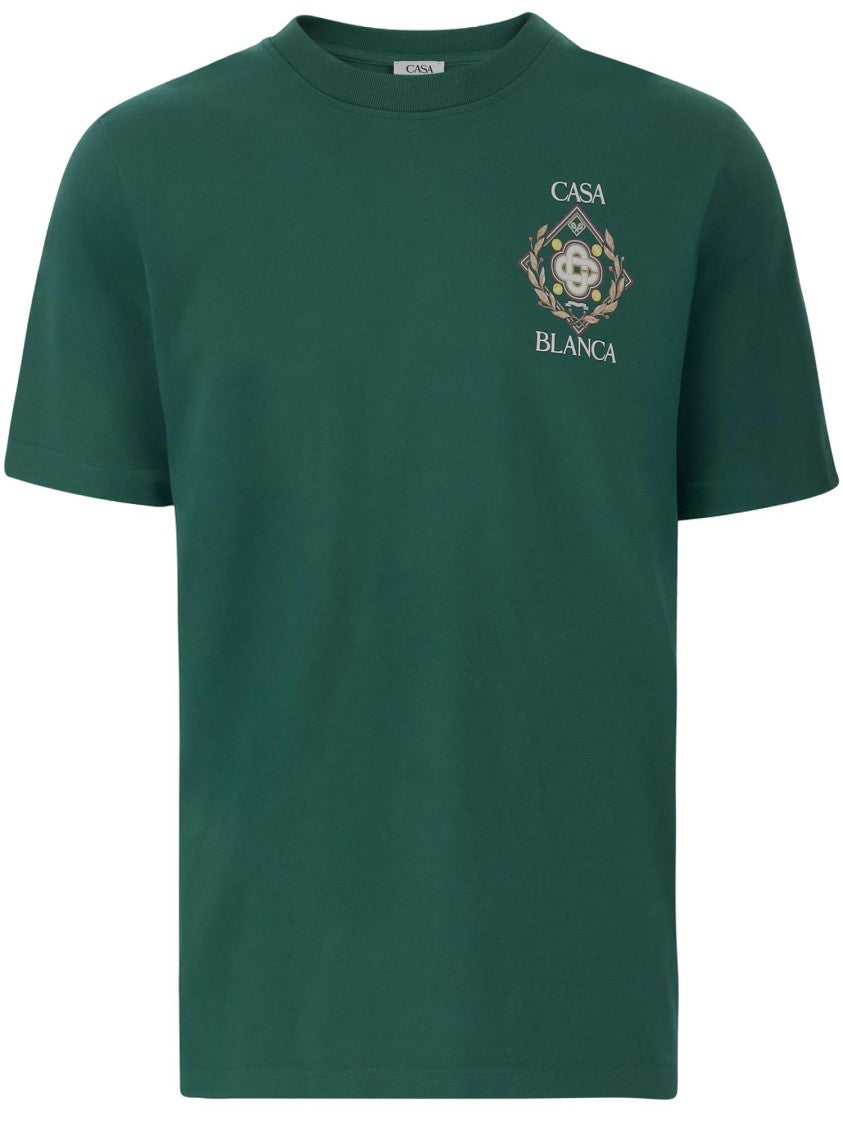 Casablanca Crew Neck Cotton T-Shirt With Dual Logo