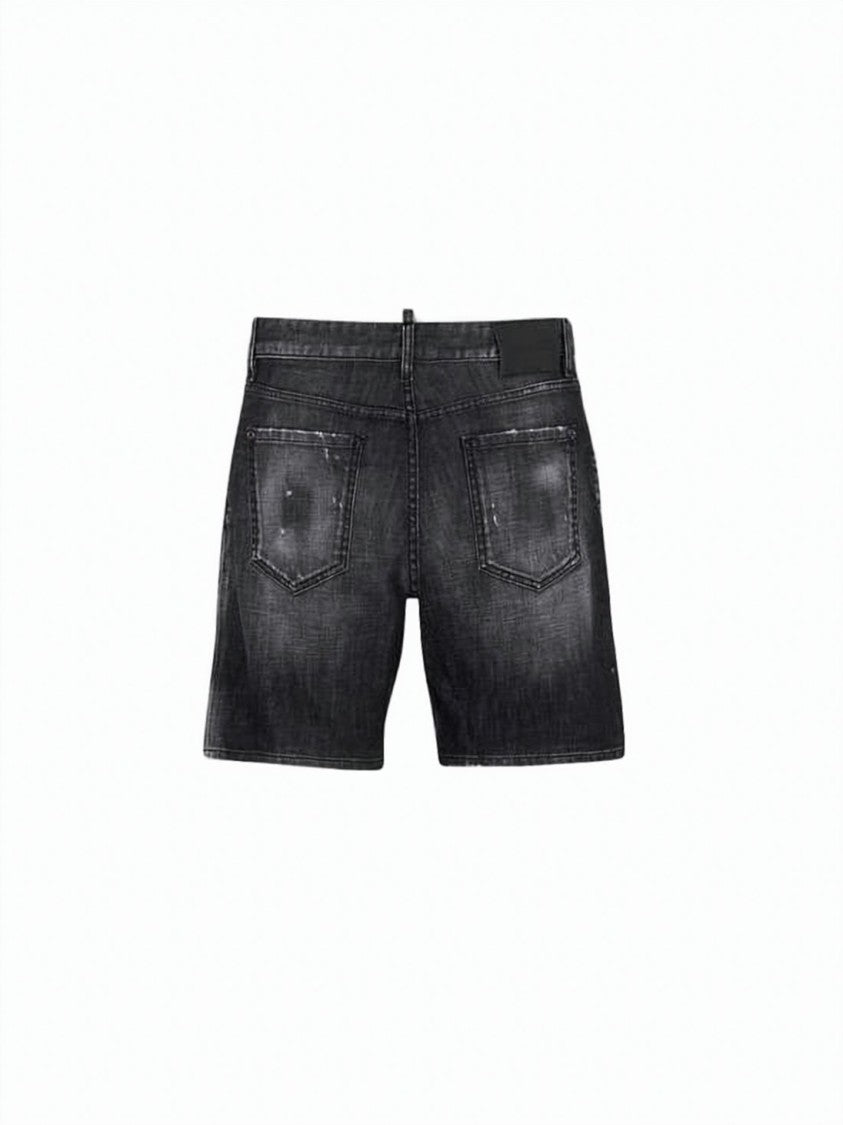 Dsquared2 Distressed Black Denim Shorts