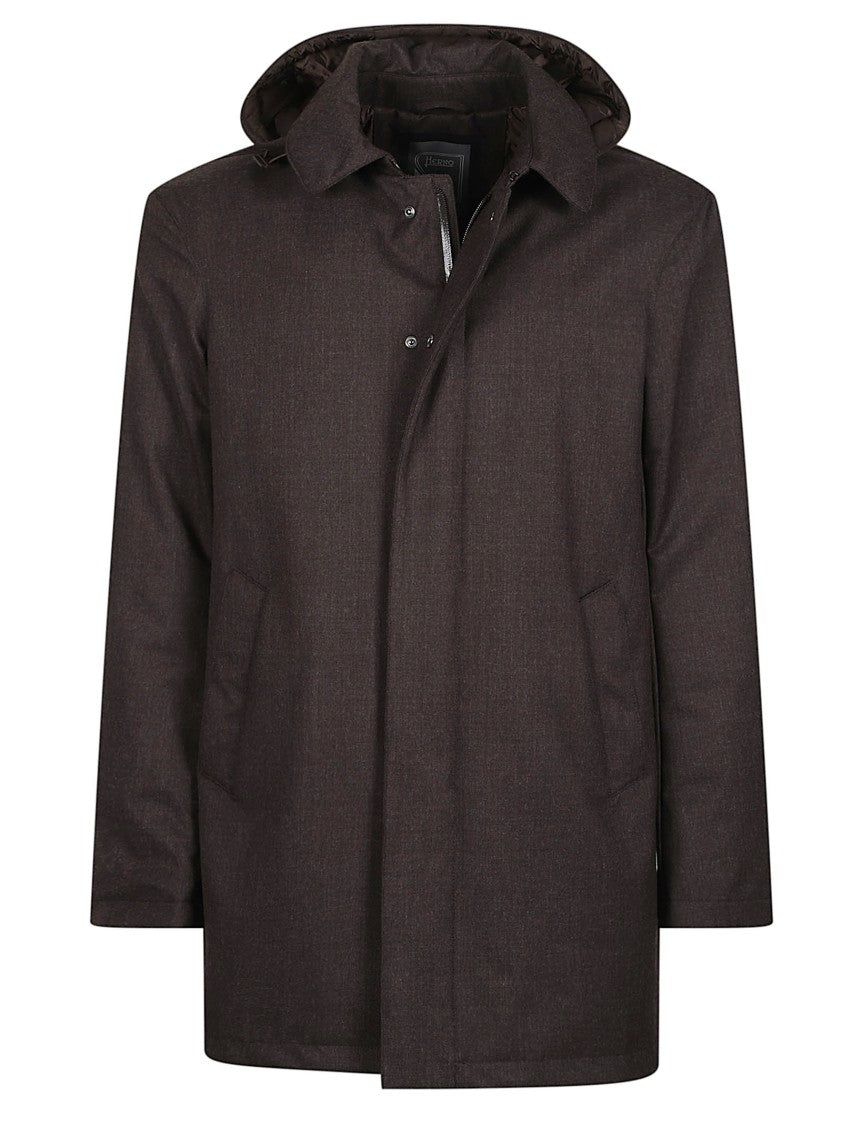 Herno Hooded Wool-Blend Medium Down Jacket