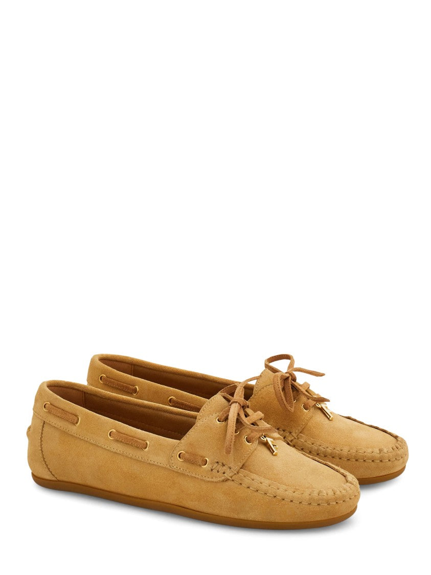 Ferragamo Moccasin-Style Suede Flats With Bow Detail