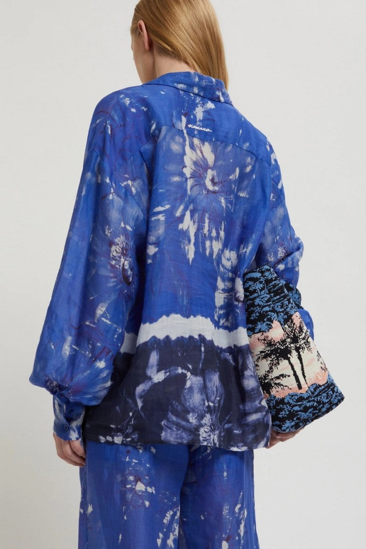 Ermanno Multicolor Floral Ramie Shirt With Relaxed Fit