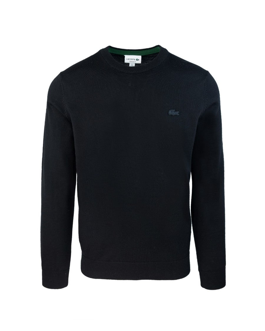 Lacoste Merino Wool Sweater With Ribbed Details And Crocodile Logo