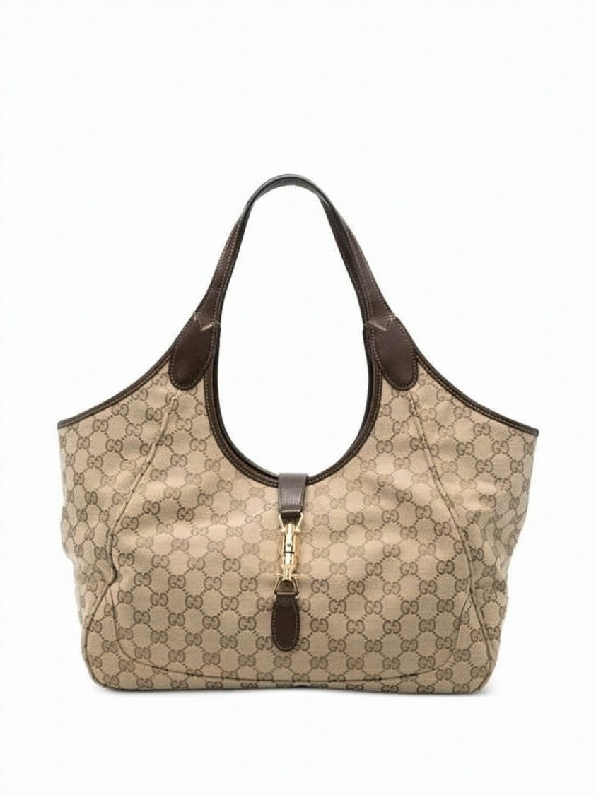 Gucci Medium Gg Canvas Tote Bag With Signature Monogram Pattern