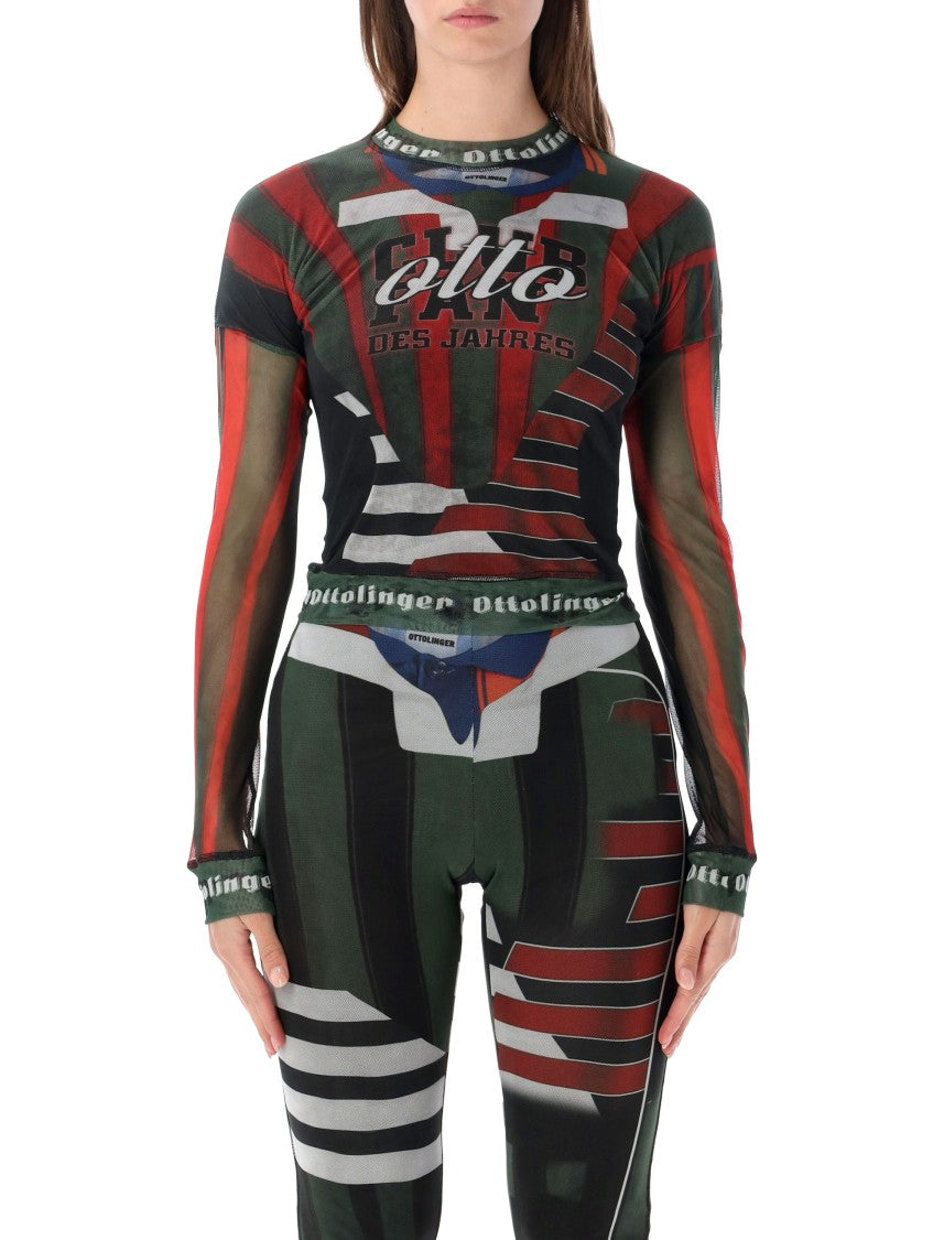 Ottolinger Top Ls Mesh Printed Long-Sleeve T-Shirt