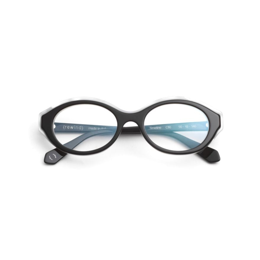 Rewind Timeline Oval-Frame Eyeglasses With Contrasting Top Accent