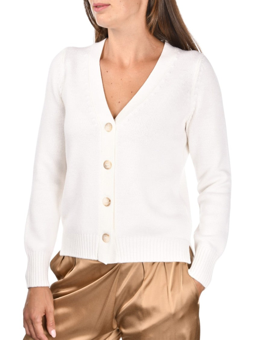 Gran Sasso Knit Cardigan With V-Neckline And Side Slits