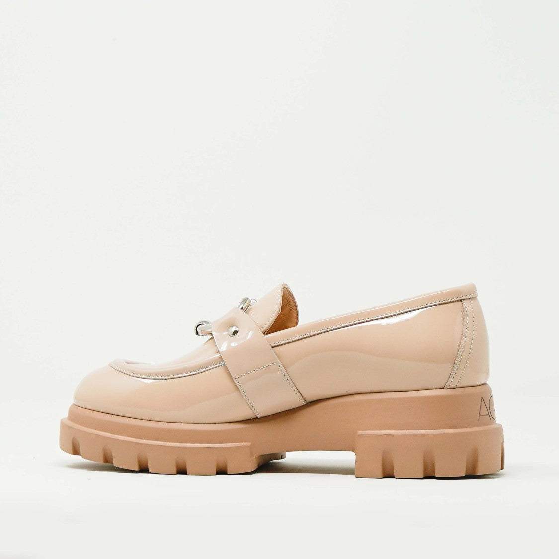 Agl Nude Patent Moccasin With Ring