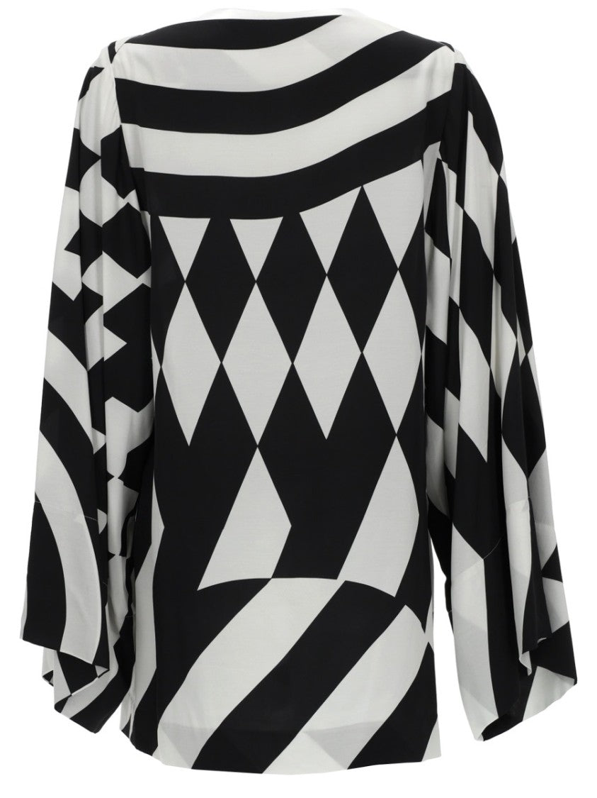 Dries Van Noten Charlie Viscose Geometric Swirls Blouse