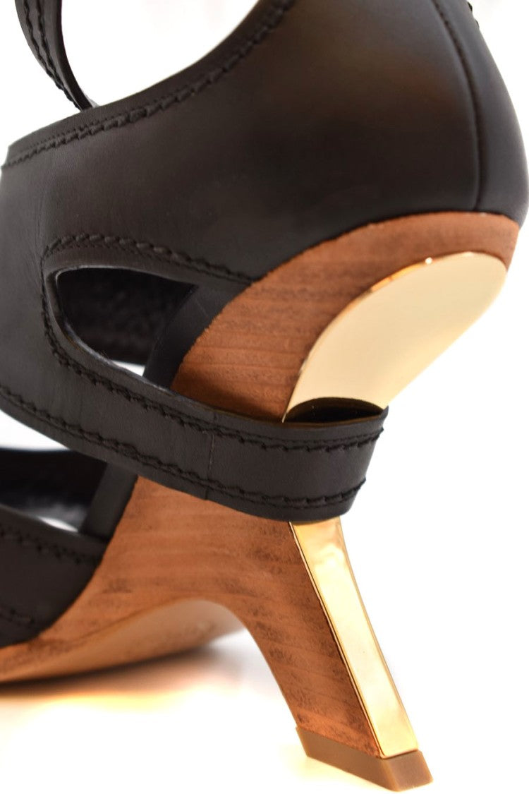 Alexander Mcqueen Black Calf Leather Sandals