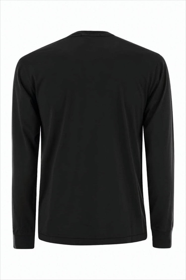 Stone Island Minimalist Black Long-Sleeve T-Shirt With Subtle Emblem