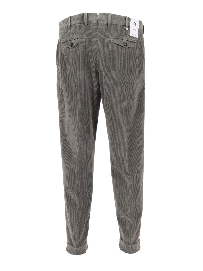 Pt01 Slim-Fit Trousers With Pleats And Diagonal Pockets