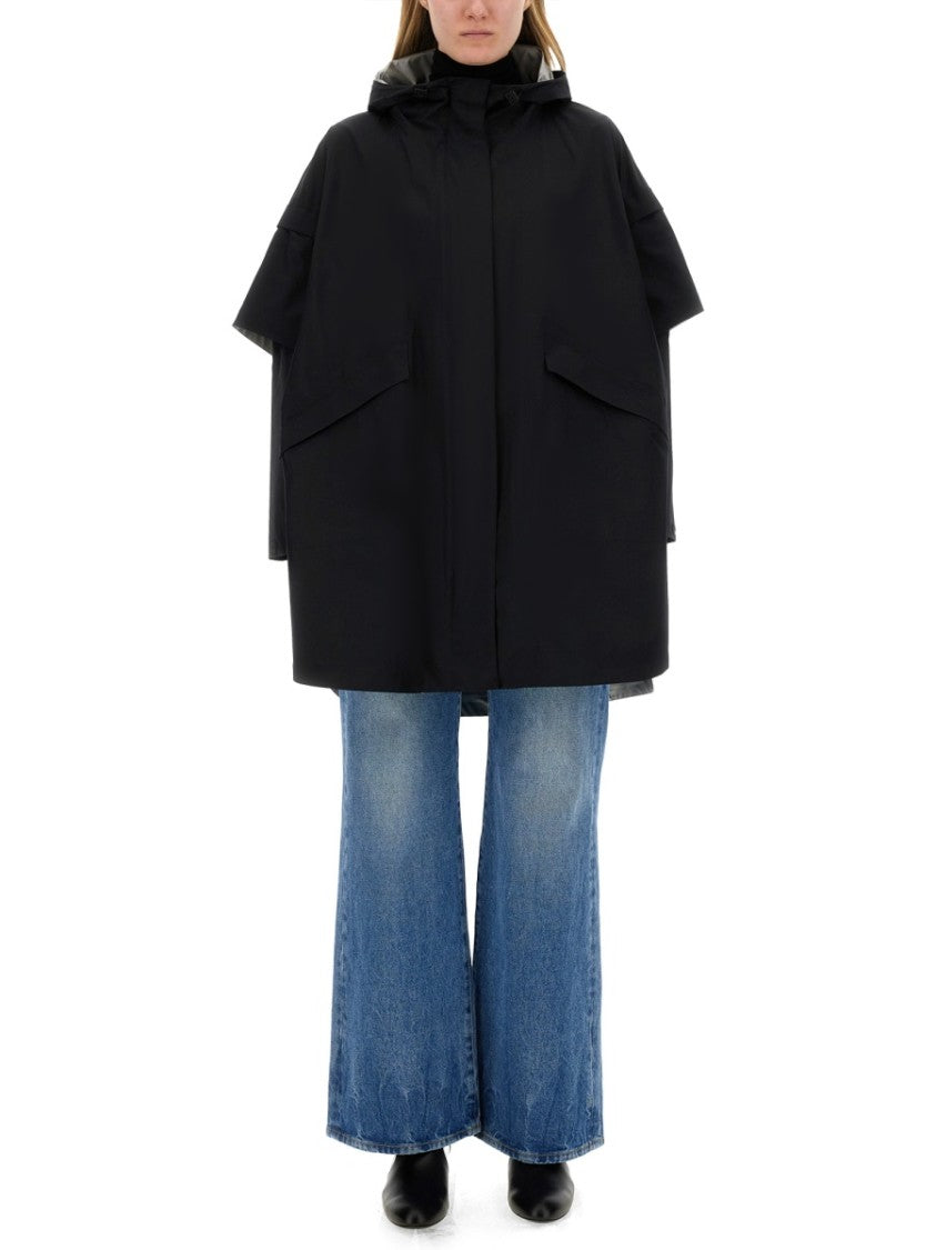 Herno Black Hooded Cape
