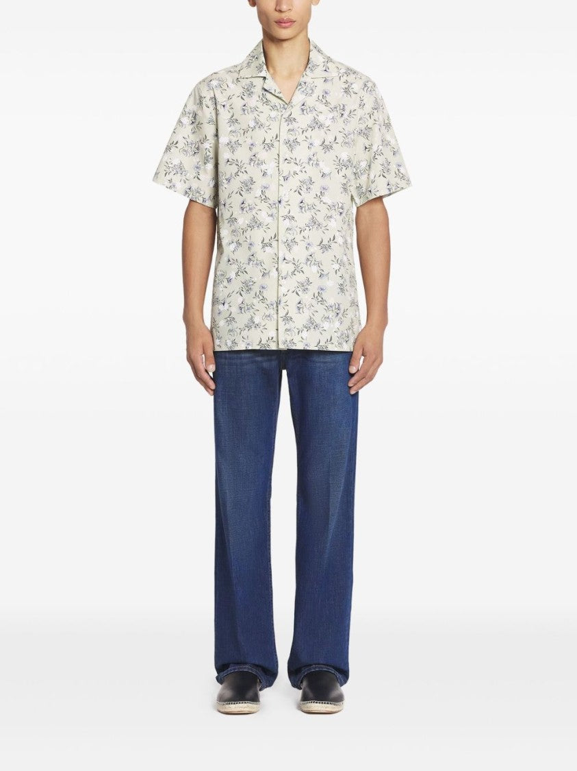 Lanvin Beige Short Sleeve Floral Print Shirt