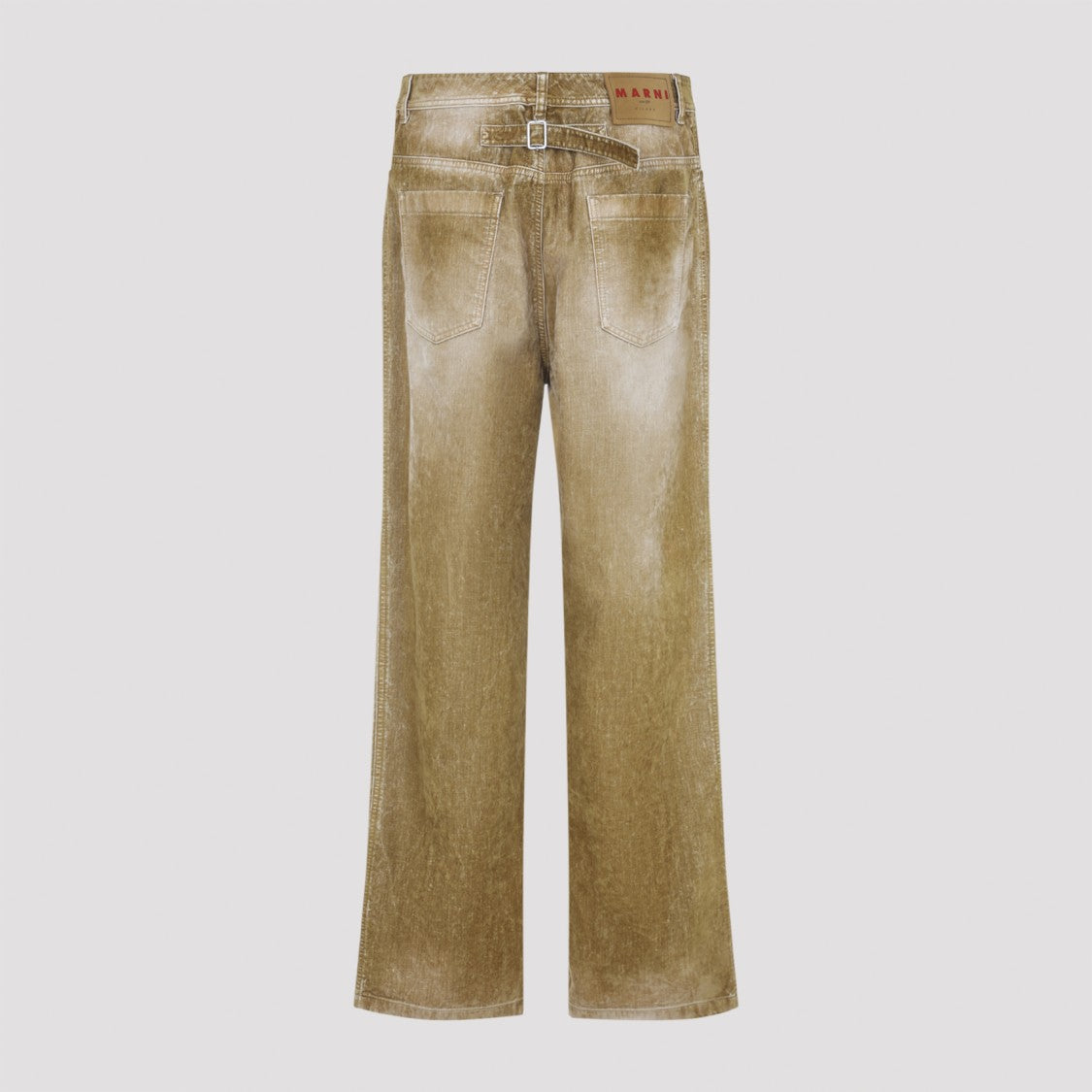 Marni Brown Washed Cotton Jeans With Adjustable Strap