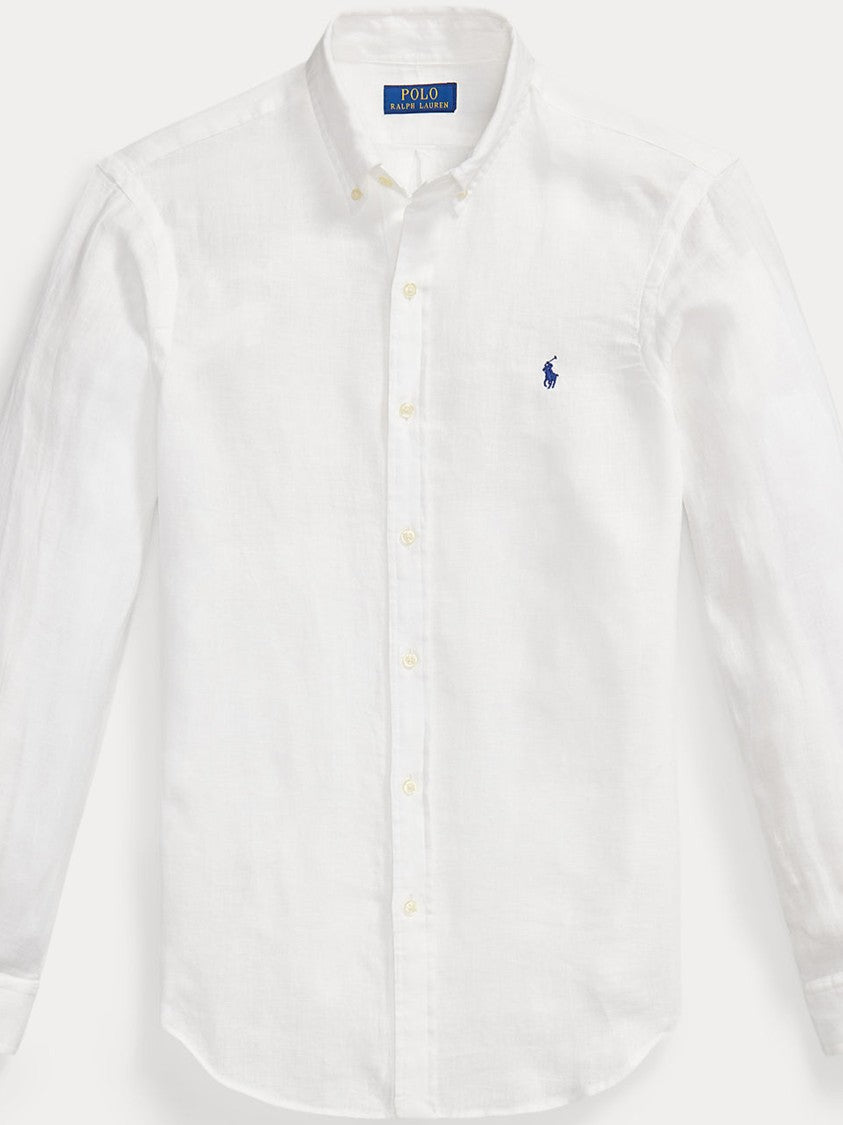 Polo Ralph Lauren White Sport Shirt Long-Sleeve Linen Sport Shirt