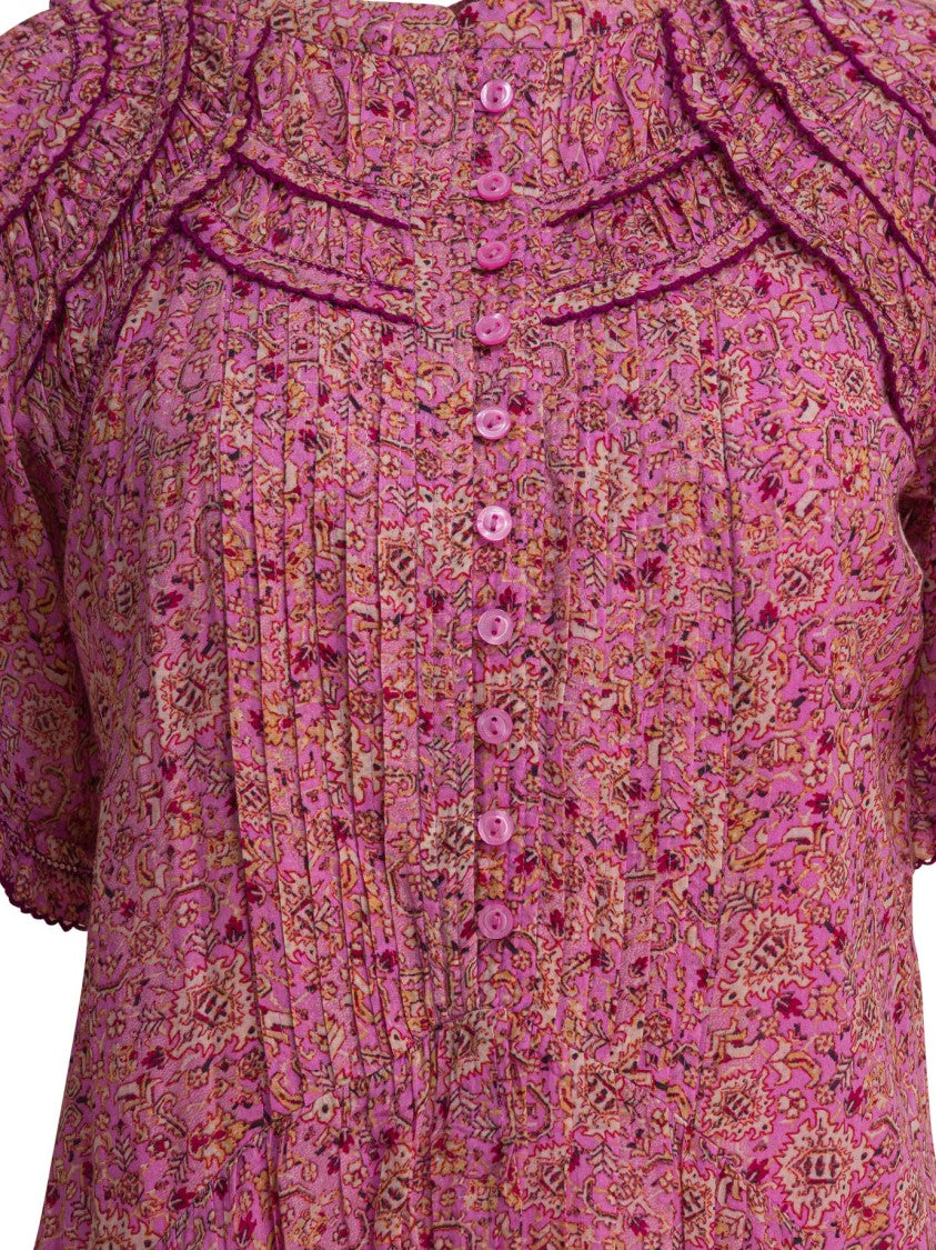 Isabel Marant Étoile Ruffled Collar Pink Floral Dress