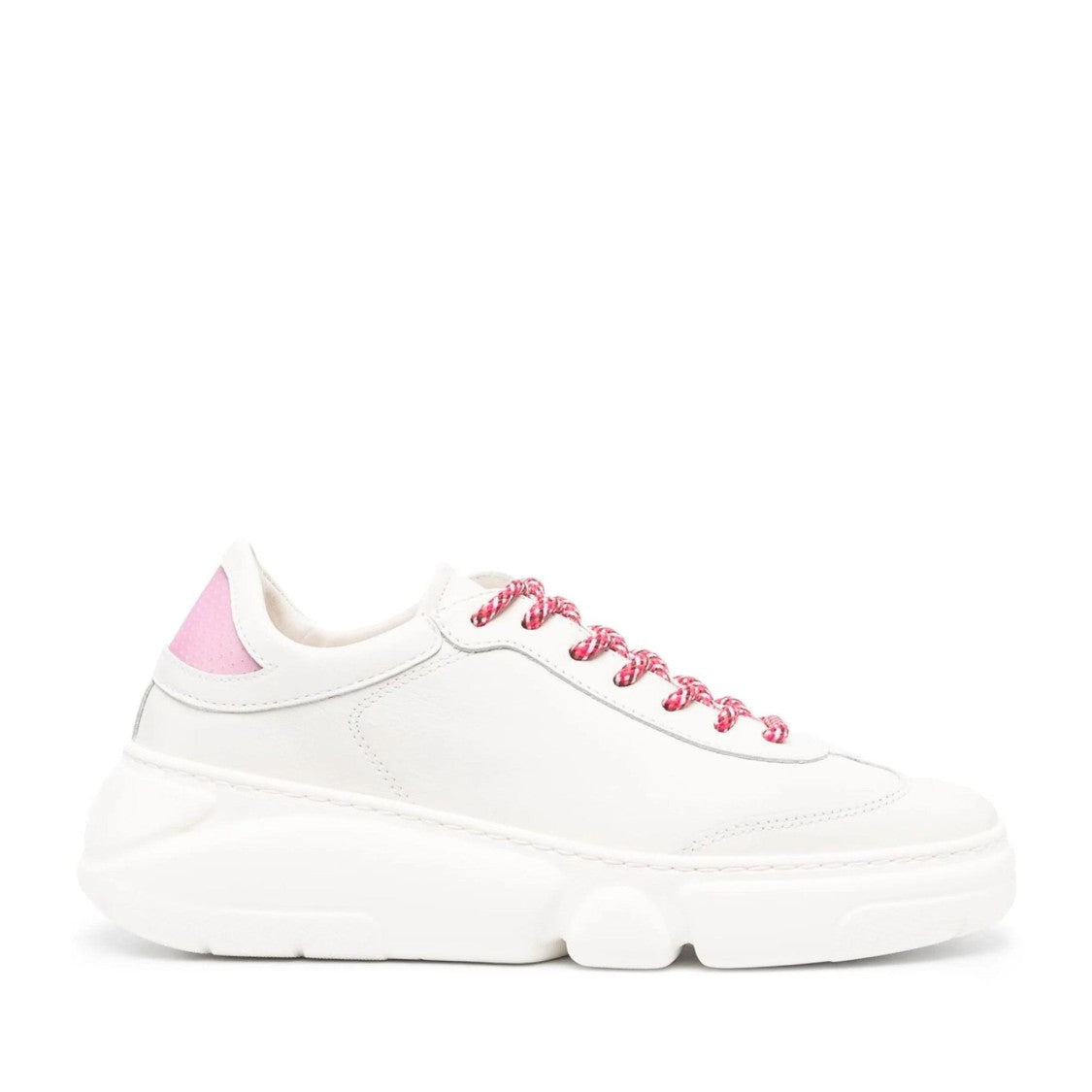 Agl White Emilie Leather Sculpted Sole Wedge Sneakers