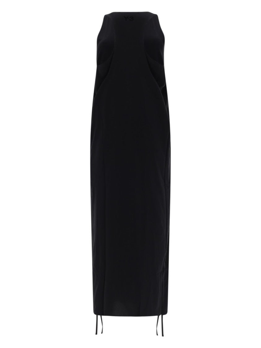 Y-3 Neutrals Racer Cinch Sleeveless Midi Dress