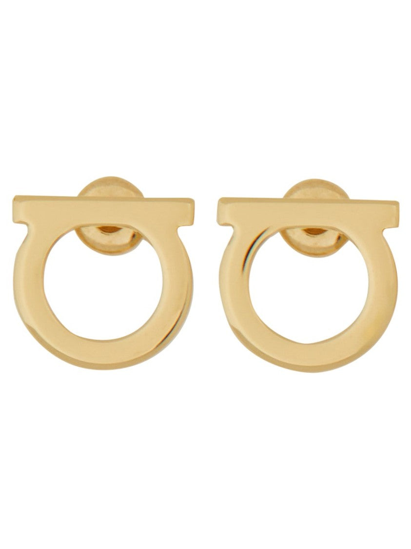 Ferragamo Rounded Gold-Tone Horseshoe Earrings With Polished Finish
