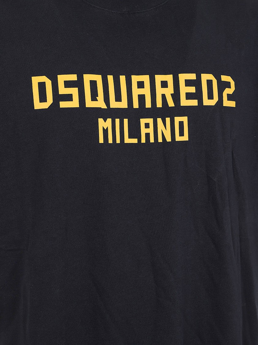 Dsquared2 Black Crewneck Cotton Printed T-Shirt