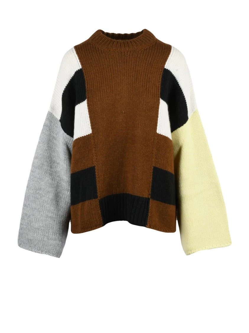 Pdr Phisique Du Role Bold Color-Block Oversize Crewneck Sweater In Alpaca-Wool Blend