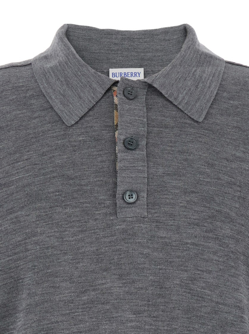 Burberry Long-Sleeve Polo In Soft Wool