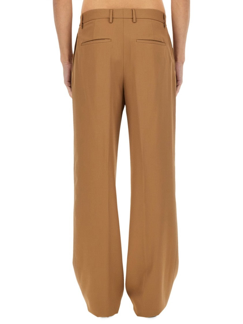 Lardini High-Waisted Brown Virgin Wool Pants