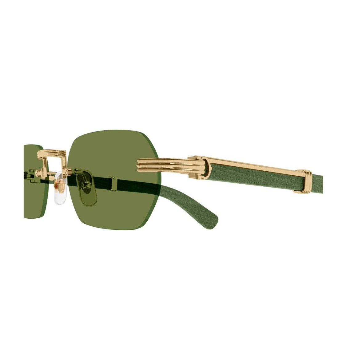 Cartier Gold Première De Cartier Metal Wood Rectangular Sunglasses