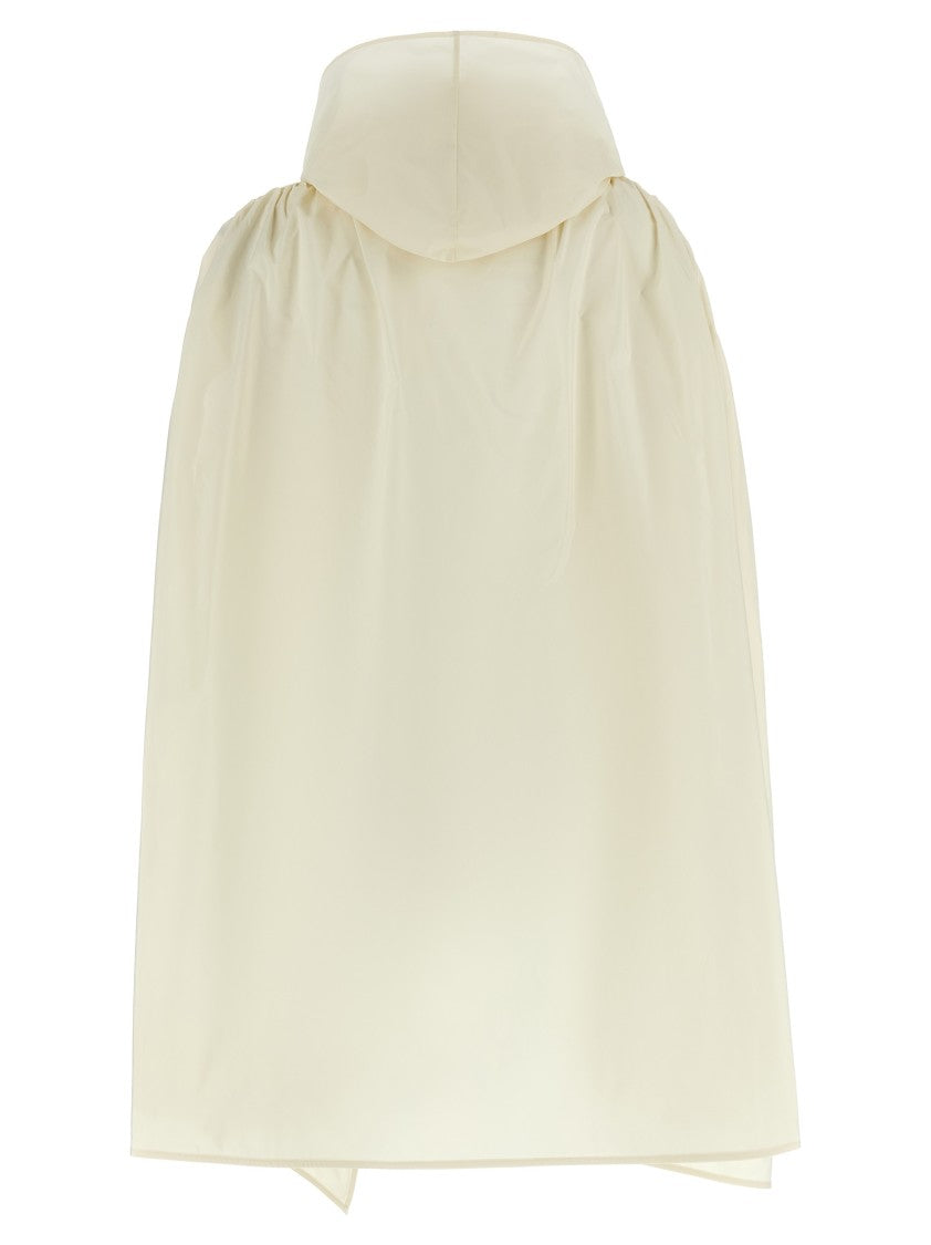 Moncler Taffeta Cape With Removable Hood And Grosgrain Logo Patch