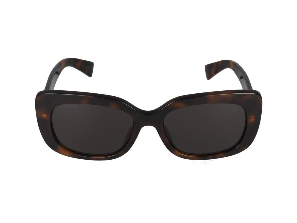 Gucci Havana Gold-Tone Detail Oversized Square Sunglasses