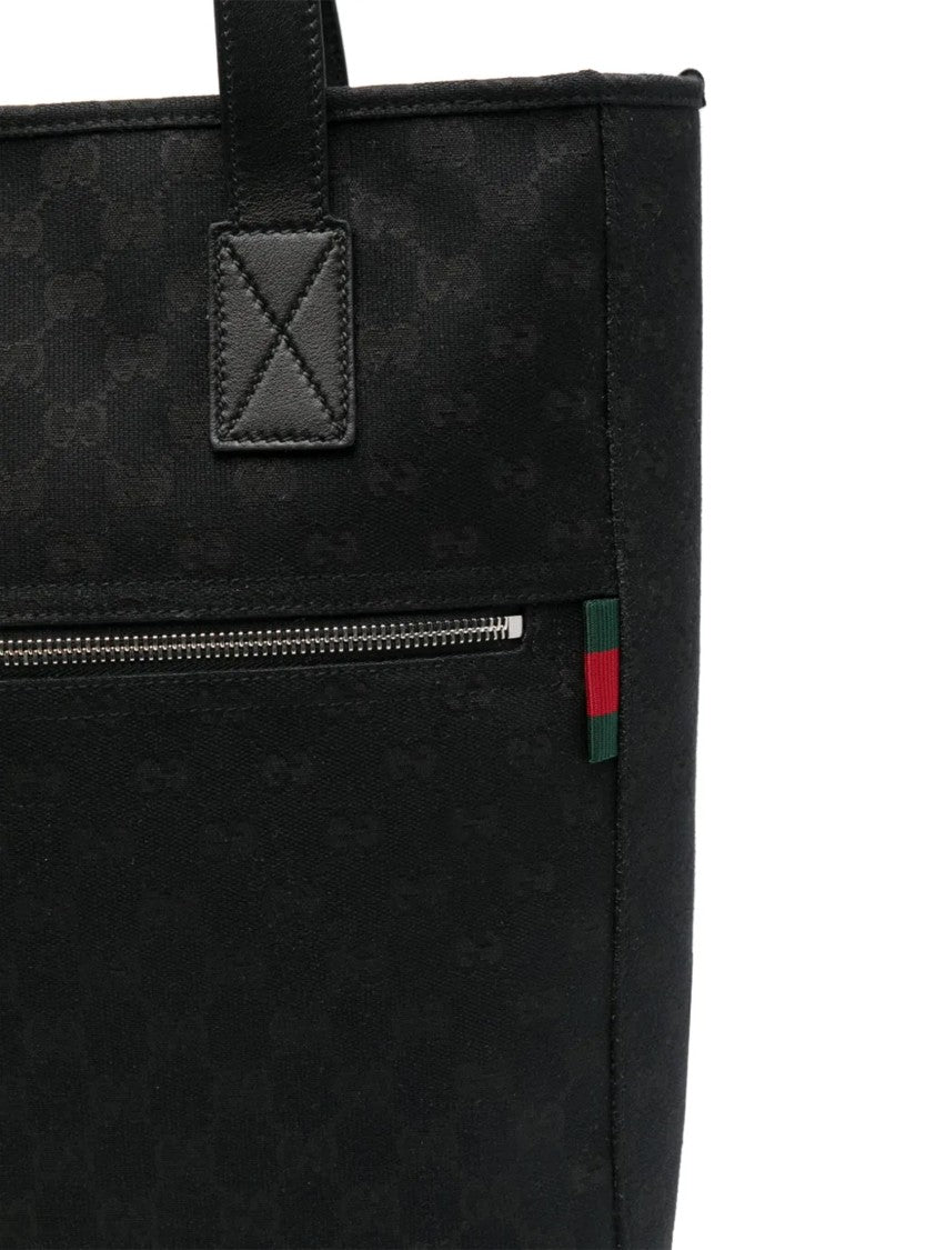 Gucci Beige Gg Canvas Web Detail Tote
