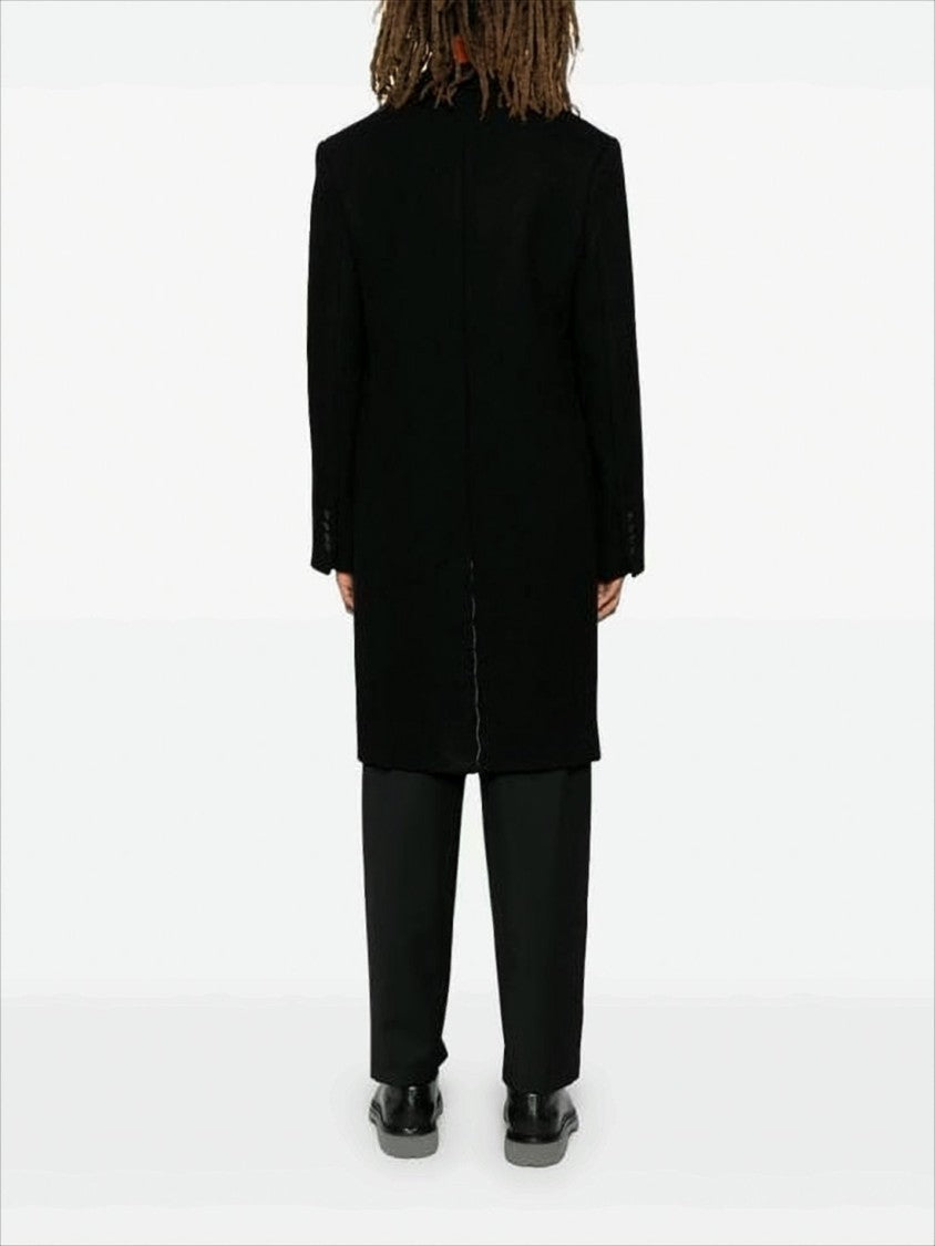 Ami Tailored Long Coat With Notched Lapel And Minimalist Design