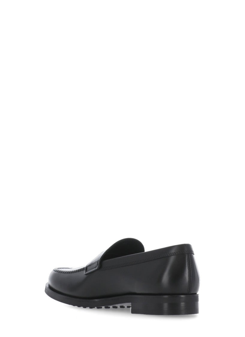 Tod's Black Embossed Monogram Loafers