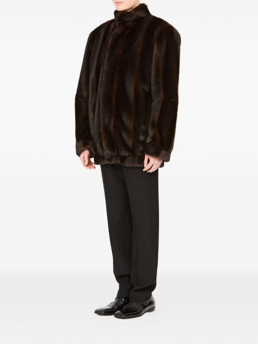 Mm6 By Maison Margiela Plush Dark Brown Oversized Jacket