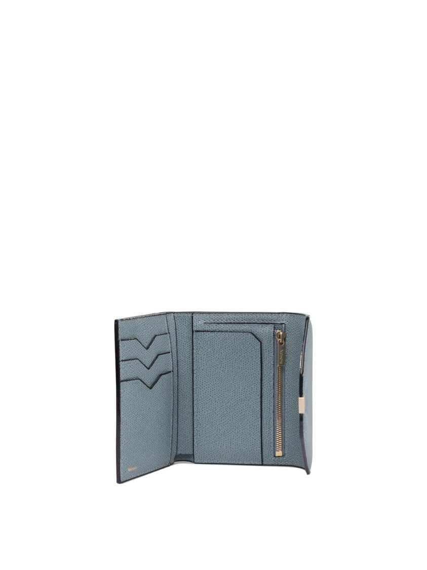 Valextra Textured Blue Leather Valextra Wallet