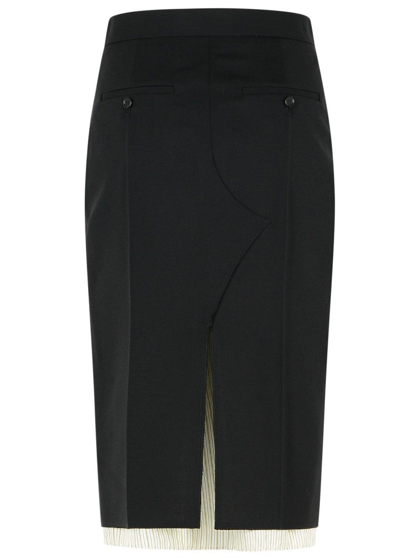 Marni Midi Skirt In Cool Black Virgin Wool