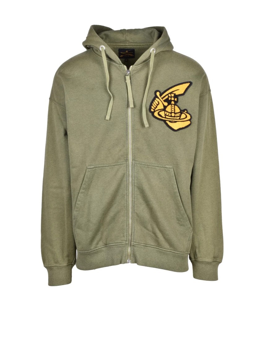 Vivienne Westwood Anglomania Zip Sweatshirt With Hood And Embroidered Motif