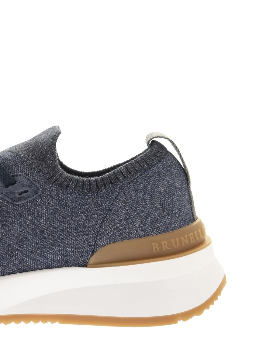 Brunello Cucinelli Runners In Chiné Cotton Knit