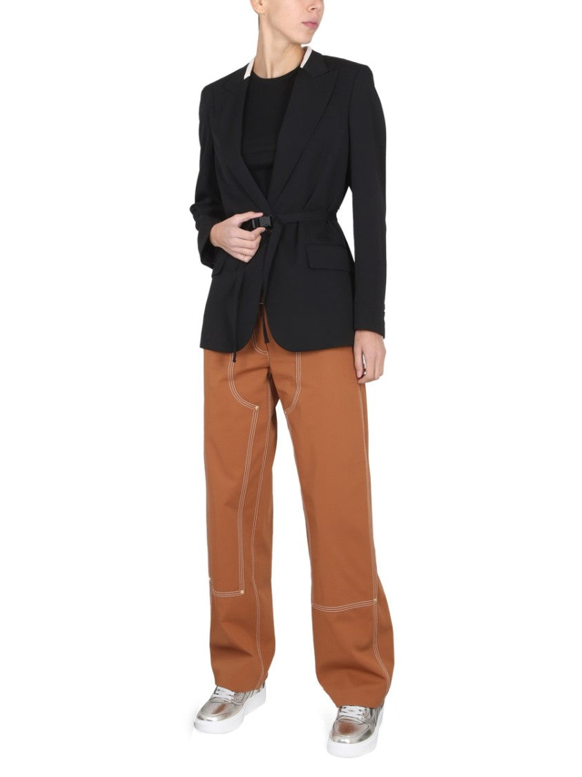 Stella Mccartney Belted Blazer With Peaked Lapels