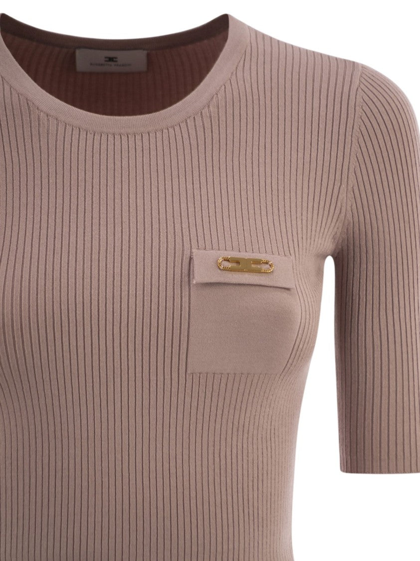 Elisabetta Franchi Ribbed Jumper With Pocket