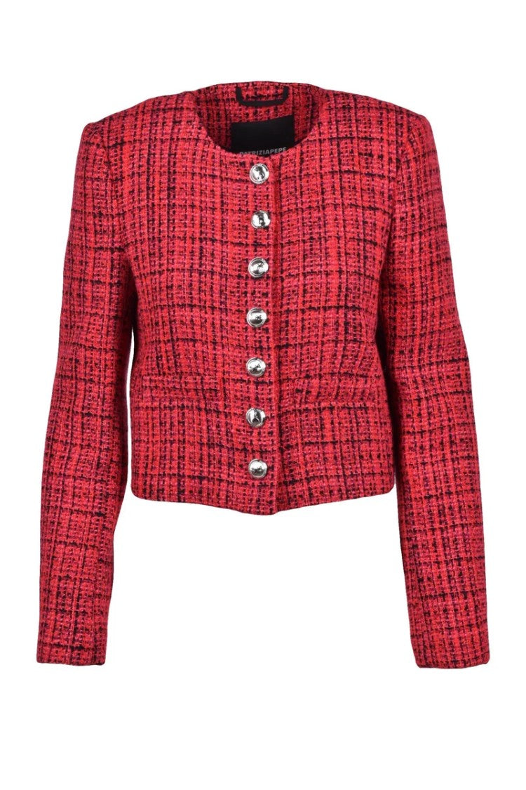 Patrizia Pepe Bouclé Jacket - Red/Black