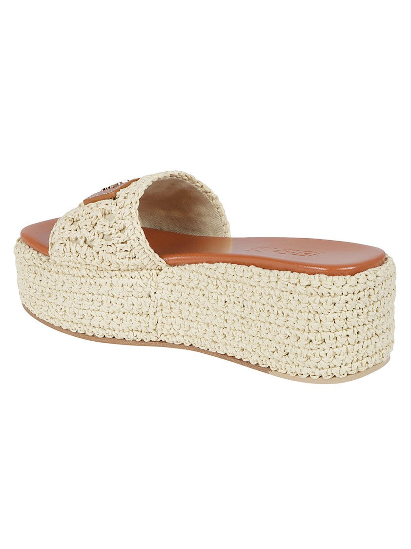 Versace Woven Raffia Platform Sandals