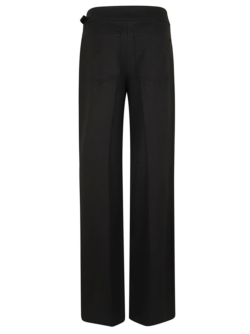 Max Mara Palazzo-Style Trousers With Asymmetrical Waistband And Sleek Buckle