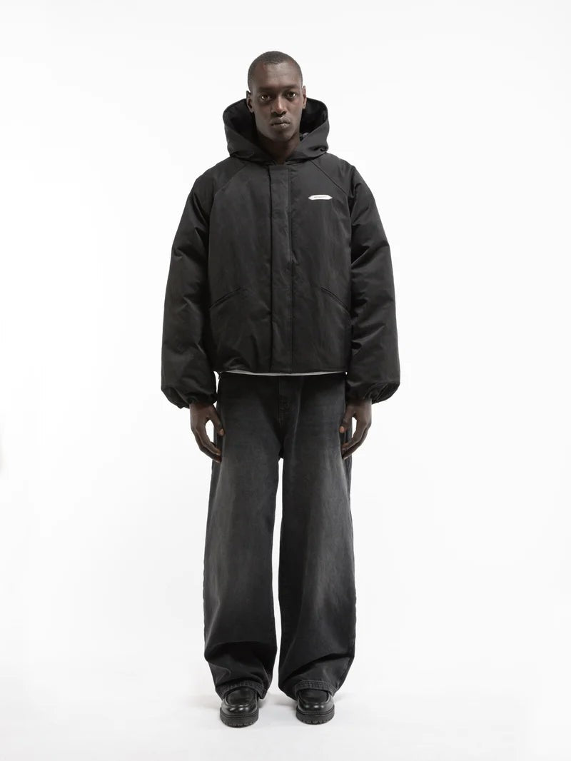 Reternity Black Boxy Oversized Puffer Nylon Down Jacket