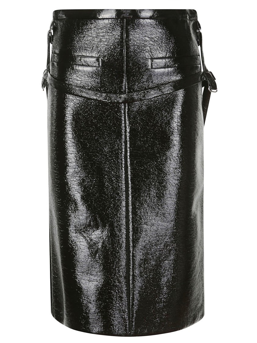 Courrèges Laces Black Vinyl Skirt