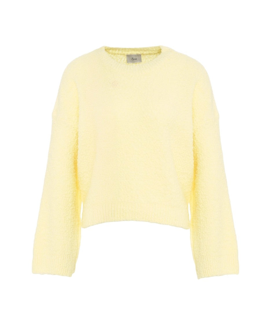 8Pm Slightly Cropped Knit Sweater In Warm Yellow Wool Blend