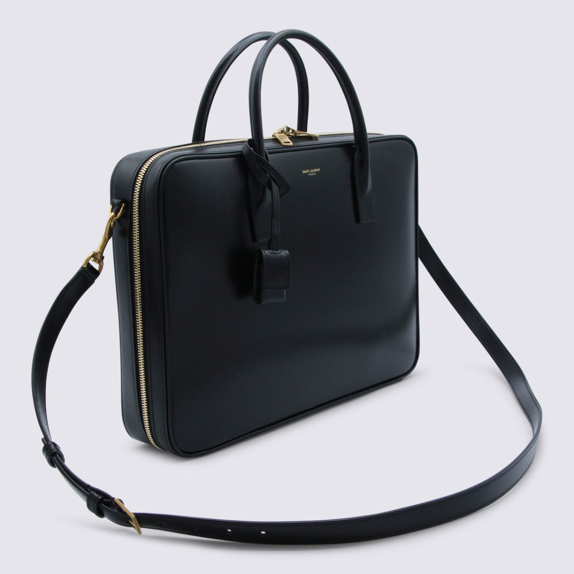 Saint Laurent Rectangular Black Bag With Smooth Finish And Gold-Tone Hardware