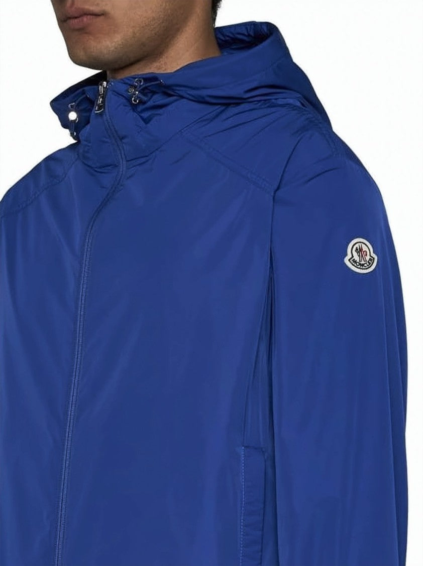 Moncler Cropped Blue Jacket With Graphic Print Design