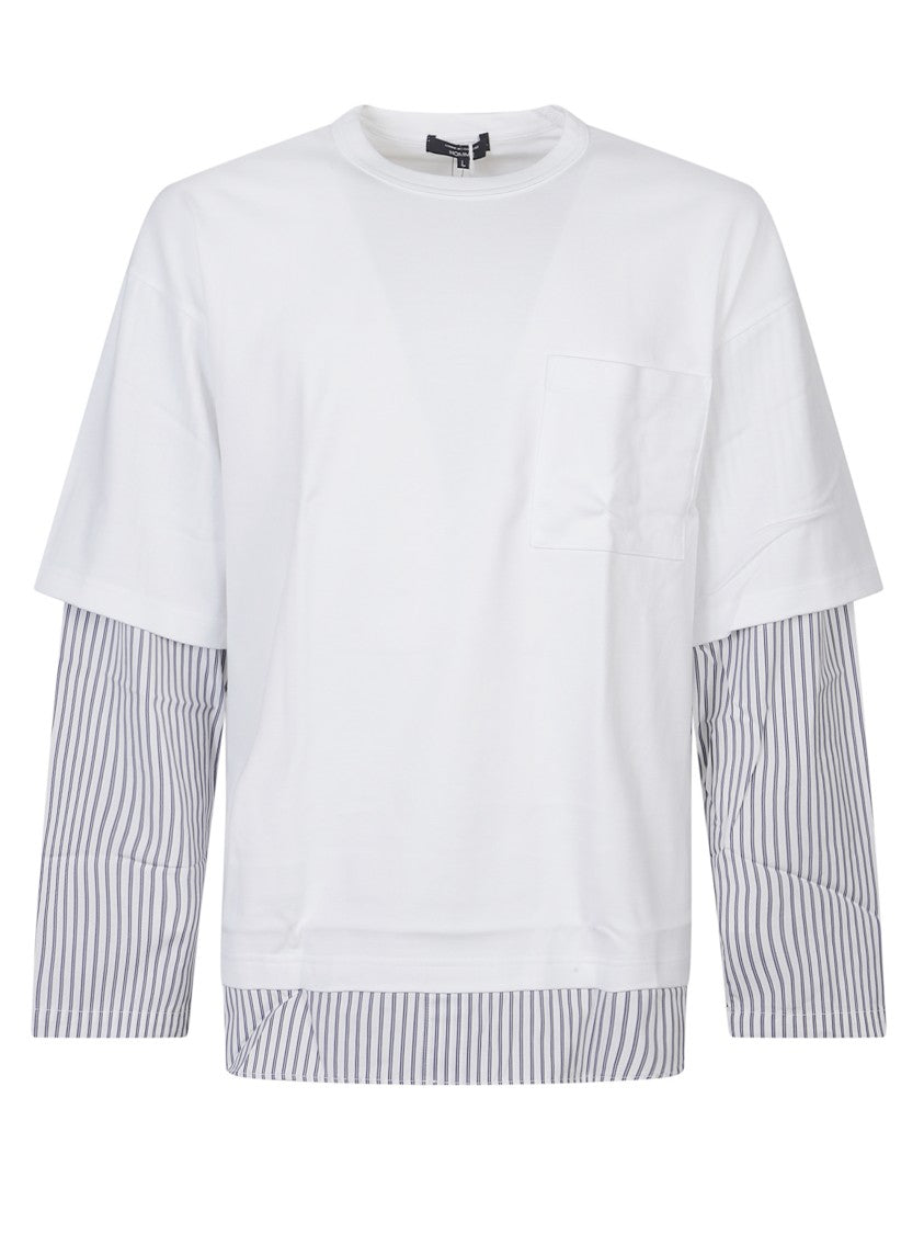 Comme Des Garçons White Layered Long-Sleeved T-Shirt