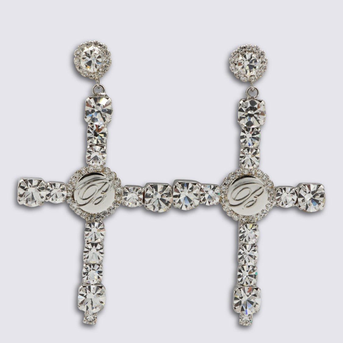 Blumarine Cross-Shaped Earrings With Engraved Centerpiece